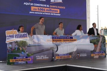 Daniel Noboa dio inicio a la construcción del primer tramo del quinto puente: ‘Guayaquil vuelve a ser protagonista’